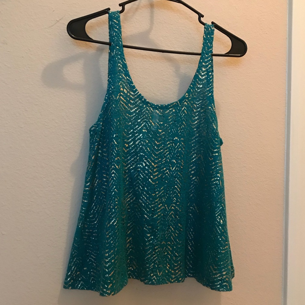 Metallic accent tank top
